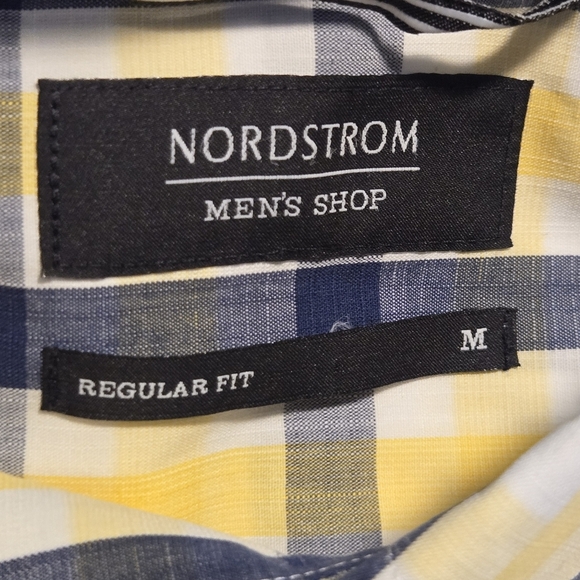 Nordstrom Mens Cotton Plaid Wrinkle Free Short Sleeve Button Shirt Size Medium - Picture 10 of 11